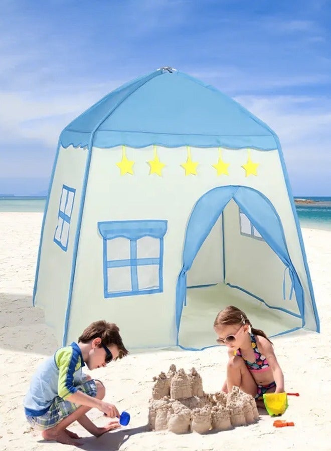 Sandinrayli Kids Play Tents for Girls Large Fairy Playhouse for Kids Princess Castle Tent Gift Toys for Girl Toddler Children Play House (Blue) - Image 2